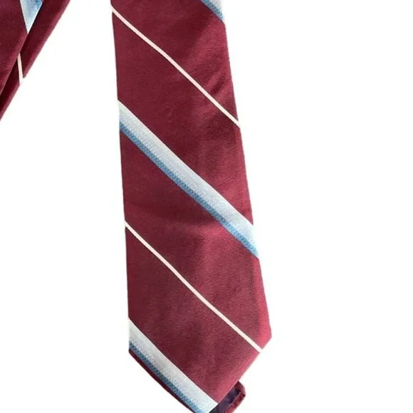 Vintage Burgundy Red Striped Silk Mens Tie Necktie #103 3.25"W by Damon Creation - Picture 2 of 5